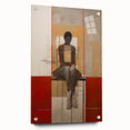 Abstract Electric Portrait Art - Modern Red and Beige Canvas Decor
