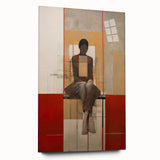 Abstract Electric Portrait Art - Modern Red and Beige Canvas Decor