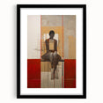 Abstract Electric Portrait Art - Modern Red and Beige Canvas Decor