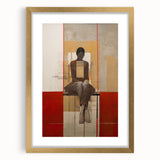 Abstract Electric Portrait Art - Modern Red and Beige Canvas Decor