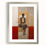 Abstract Electric Portrait Art - Modern Red and Beige Canvas Decor