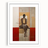 Abstract Electric Portrait Art - Modern Red and Beige Canvas Decor