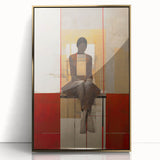 Abstract Electric Portrait Art - Modern Red and Beige Canvas Decor