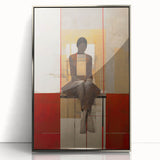 Abstract Electric Portrait Art - Modern Red and Beige Canvas Decor