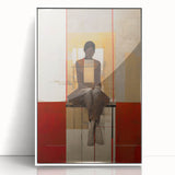 Abstract Electric Portrait Art - Modern Red and Beige Canvas Decor