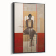 Abstract Electric Portrait Art - Modern Red and Beige Canvas Decor