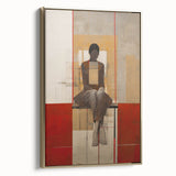 Abstract Electric Portrait Art - Modern Red and Beige Canvas Decor