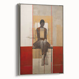 Abstract Electric Portrait Art - Modern Red and Beige Canvas Decor