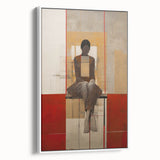 Abstract Electric Portrait Art - Modern Red and Beige Canvas Decor