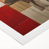 Abstract Electric Portrait Art - Modern Red and Beige Canvas Decor