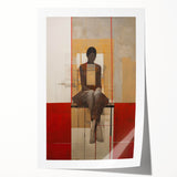 Abstract Electric Portrait Art - Modern Red and Beige Canvas Decor