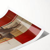 Abstract Electric Portrait Art - Modern Red and Beige Canvas Decor