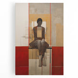 Abstract Electric Portrait Art - Modern Red and Beige Canvas Decor