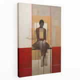 Abstract Electric Portrait Art - Modern Red and Beige Canvas Decor
