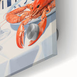 Modern Coastal Electric Art - Lobster and Lemon Canvas - Nautical Decor