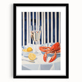 Modern Coastal Electric Art - Lobster and Lemon Canvas - Nautical Decor