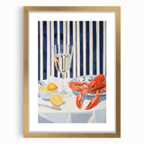 Modern Coastal Electric Art - Lobster and Lemon Canvas - Nautical Decor