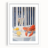 Modern Coastal Electric Art - Lobster and Lemon Canvas - Nautical Decor