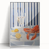 Modern Coastal Electric Art - Lobster and Lemon Canvas - Nautical Decor