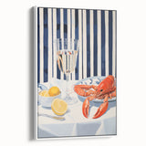 Modern Coastal Electric Art - Lobster and Lemon Canvas - Nautical Decor