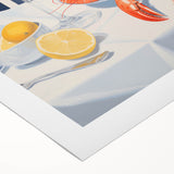 Modern Coastal Electric Art - Lobster and Lemon Canvas - Nautical Decor