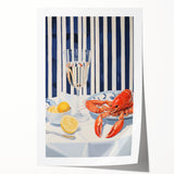 Modern Coastal Electric Art - Lobster and Lemon Canvas - Nautical Decor