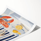 Modern Coastal Electric Art - Lobster and Lemon Canvas - Nautical Decor