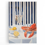Modern Coastal Electric Art - Lobster and Lemon Canvas - Nautical Decor