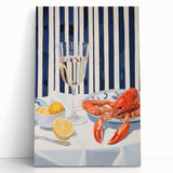 Modern Coastal Electric Art - Lobster and Lemon Canvas - Nautical Decor