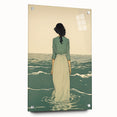 Serene Electric Coastal Art - Woman by the Sea Canvas - Minimal Decor