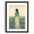 Serene Electric Coastal Art - Woman by the Sea Canvas - Minimal Decor