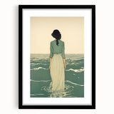 Serene Electric Coastal Art - Woman by the Sea Canvas - Minimal Decor