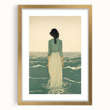 Serene Electric Coastal Art - Woman by the Sea Canvas - Minimal Decor