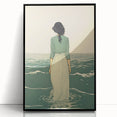 Serene Electric Coastal Art - Woman by the Sea Canvas - Minimal Decor