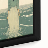 Serene Electric Coastal Art - Woman by the Sea Canvas - Minimal Decor