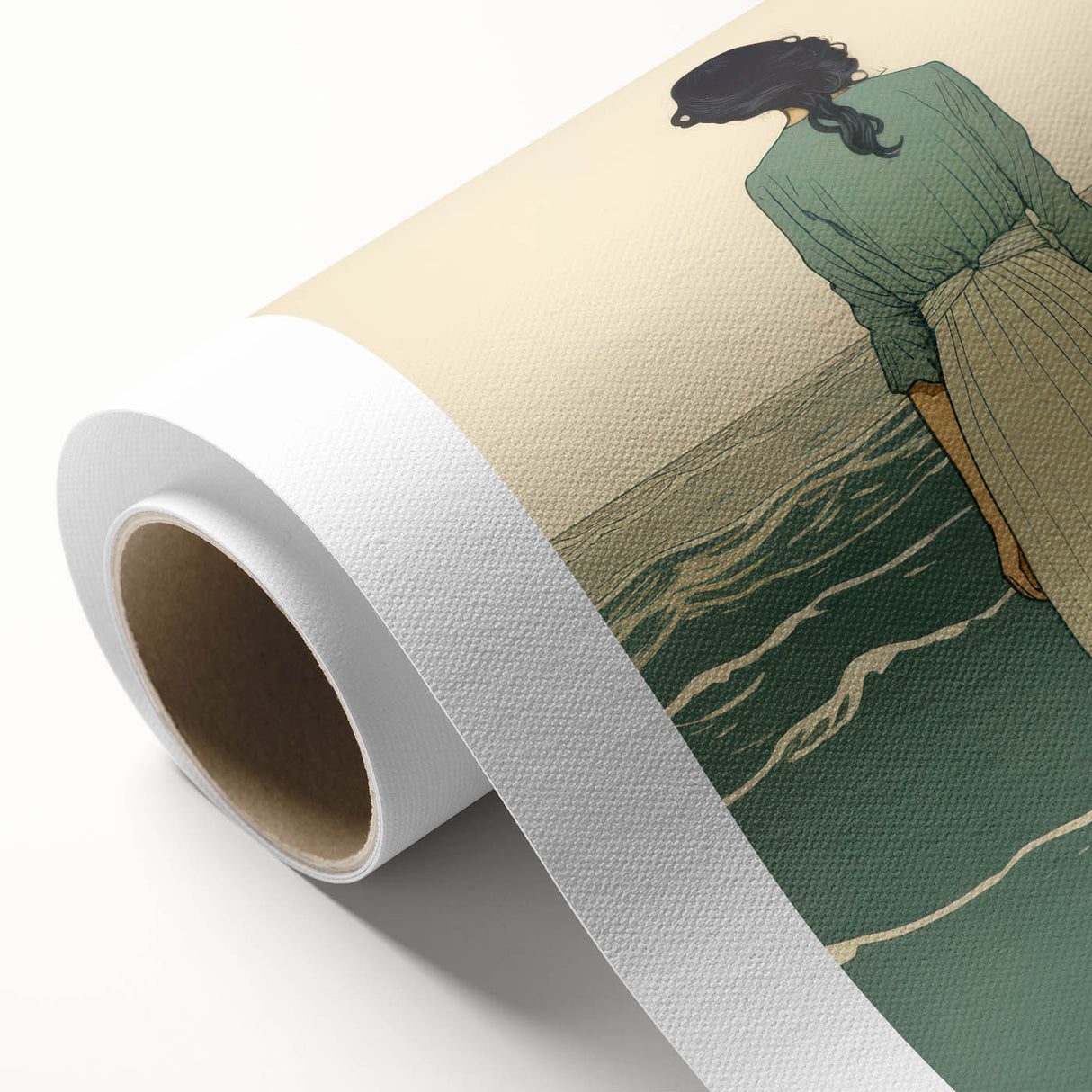 Serene Electric Coastal Art - Woman by the Sea Canvas - Minimal Decor