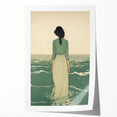 Serene Electric Coastal Art - Woman by the Sea Canvas - Minimal Decor