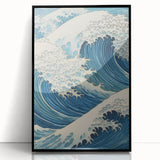 Electric Ocean Wave Art - Dynamic Blue Canvas Print - Coastal Decor
