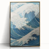 Electric Ocean Wave Art - Dynamic Blue Canvas Print - Coastal Decor