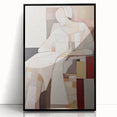 Modern Abstract Electric Art - Cubist Portrait Canvas - Beige Decor