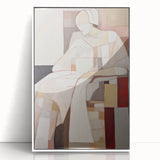Modern Abstract Electric Art - Cubist Portrait Canvas - Beige Decor