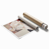 Modern Abstract Electric Art - Cubist Portrait Canvas - Beige Decor