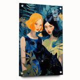 Electric Jungle Portrait Art - Vibrant Blue and Green Canvas Print