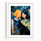 Electric Jungle Portrait Art - Vibrant Blue and Green Canvas Print