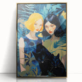 Electric Jungle Portrait Art - Vibrant Blue and Green Canvas Print