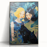 Electric Jungle Portrait Art - Vibrant Blue and Green Canvas Print