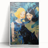 Electric Jungle Portrait Art - Vibrant Blue and Green Canvas Print