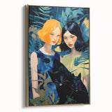 Electric Jungle Portrait Art - Vibrant Blue and Green Canvas Print