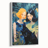 Electric Jungle Portrait Art - Vibrant Blue and Green Canvas Print