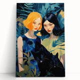Electric Jungle Portrait Art - Vibrant Blue and Green Canvas Print